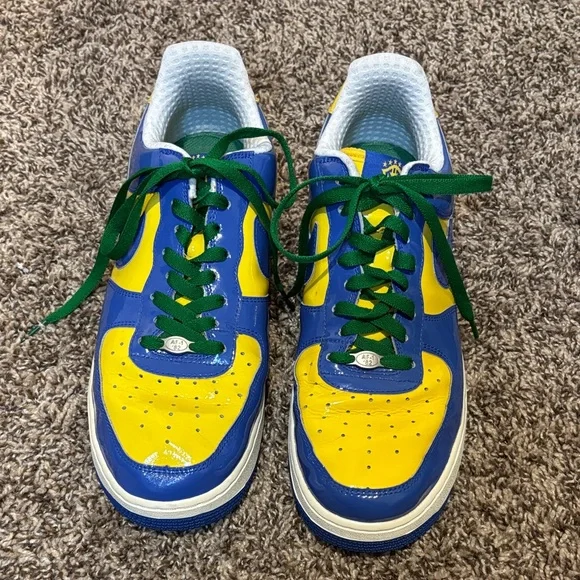 Nike Air Force 1 Blue and Yellow Shoes - Picture 3 of 8